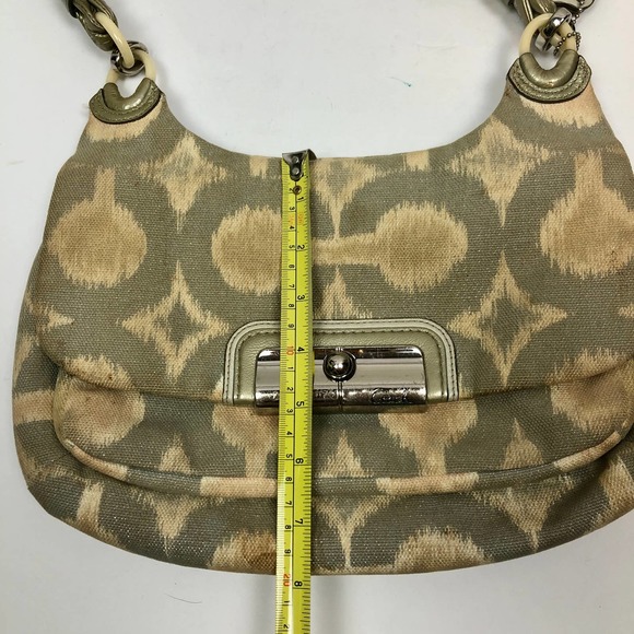 COACH HANDBAG PURSE KRISTIN IKAT OP ART SIGNATURE HOBO 17083 GRAY SHIMMER - Picture 14 of 15